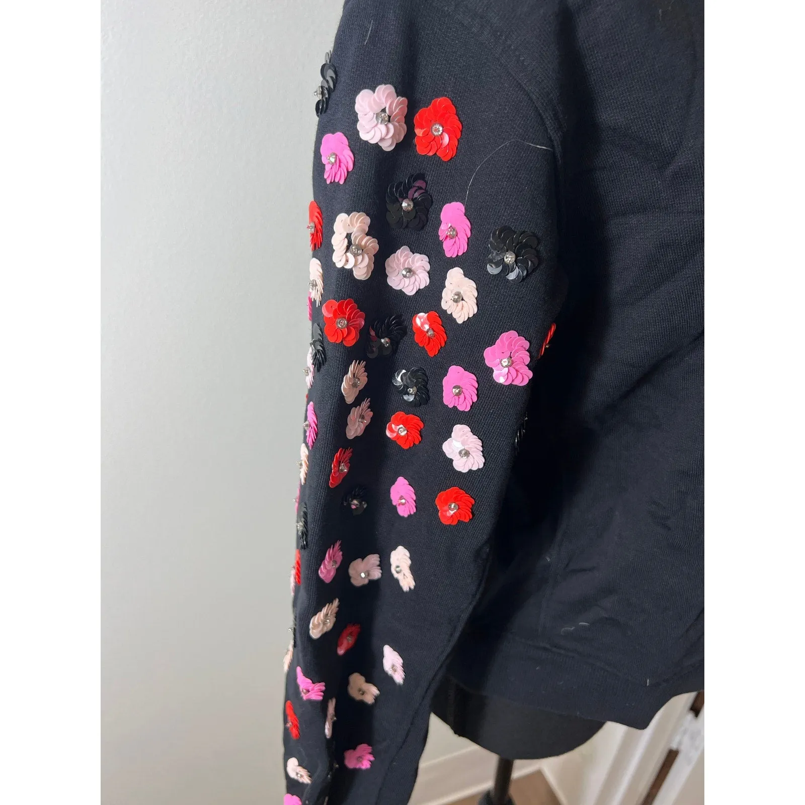 Essentiel Black Sequined Sweatshirt Sz 0