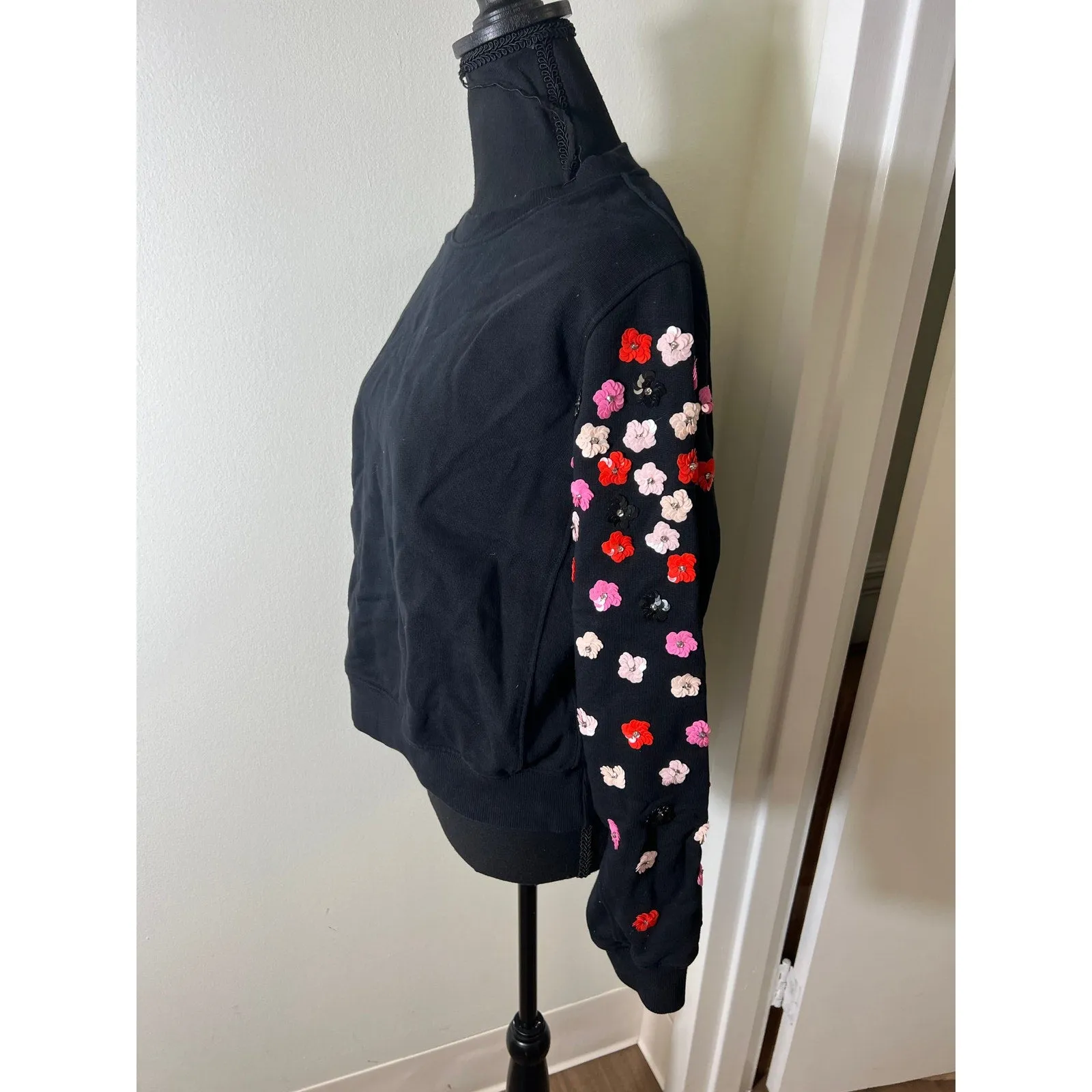 Essentiel Black Sequined Sweatshirt Sz 0