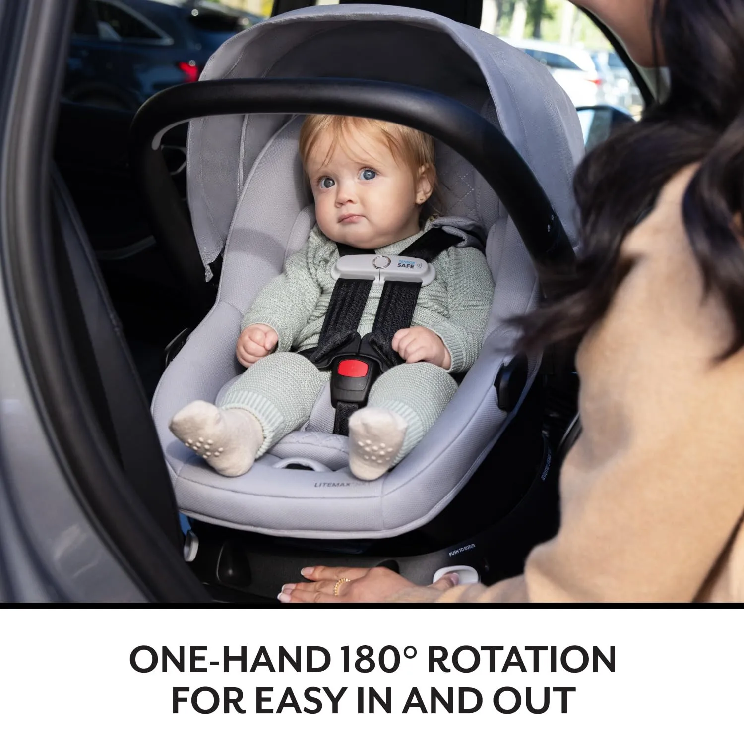 Evenflo Revolve180 LiteMax NXT Rotational Infant Car Seat with SensorySoothe (Jasper Black)