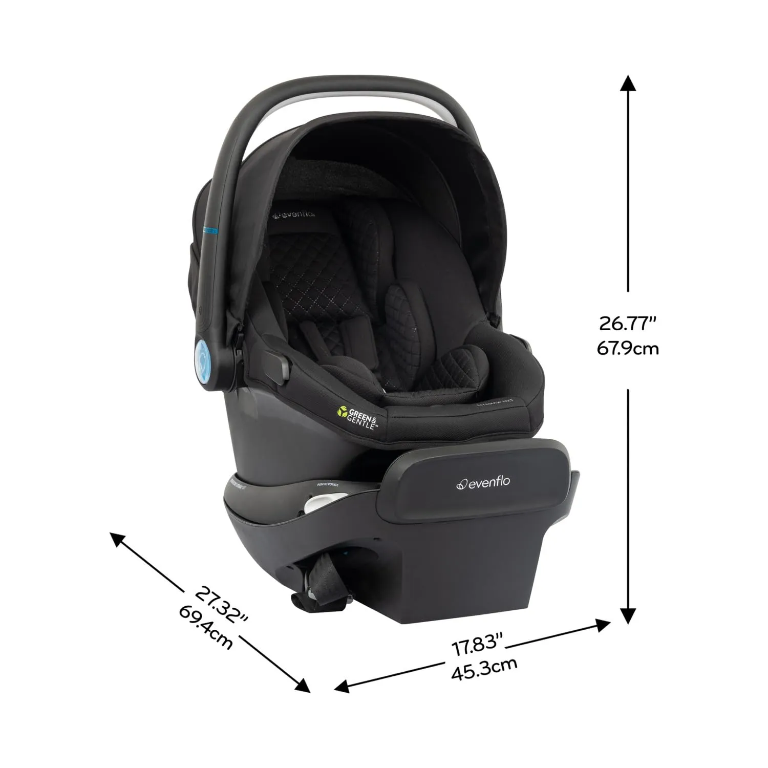 Evenflo Revolve180 LiteMax NXT Rotational Infant Car Seat with SensorySoothe (Jasper Black)