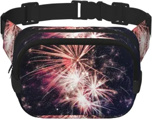 Explosion Firework Print Unisex Square Double Layer Waist Bag Trendy Crossbody Fanny Pack Travel Workouts