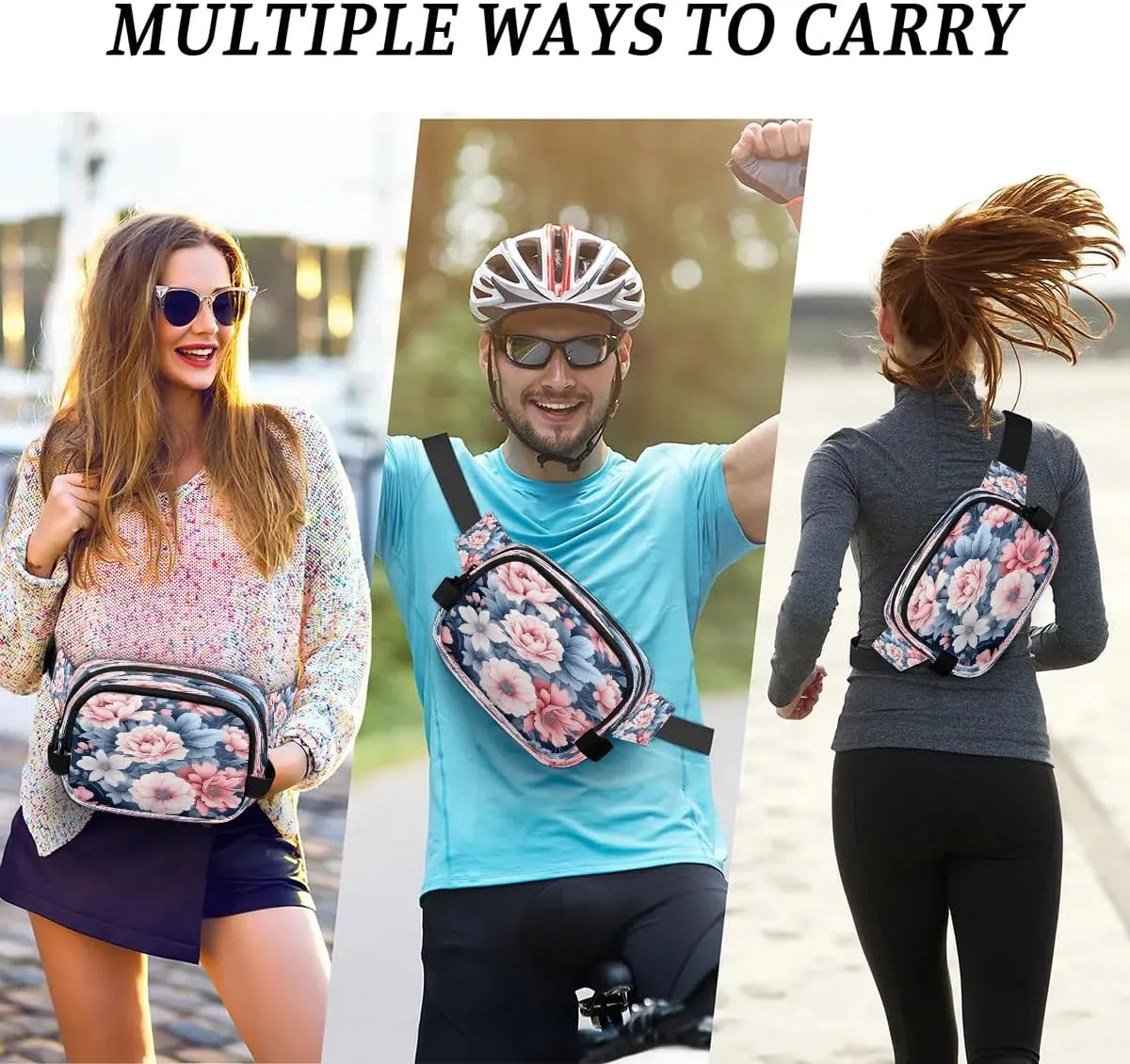 Exquisite Printing Vivid Flower Fanny Packs for Women Men Waterproof Waist Bag with Adjustable Strap Belt Bag for Travel Running Hiking