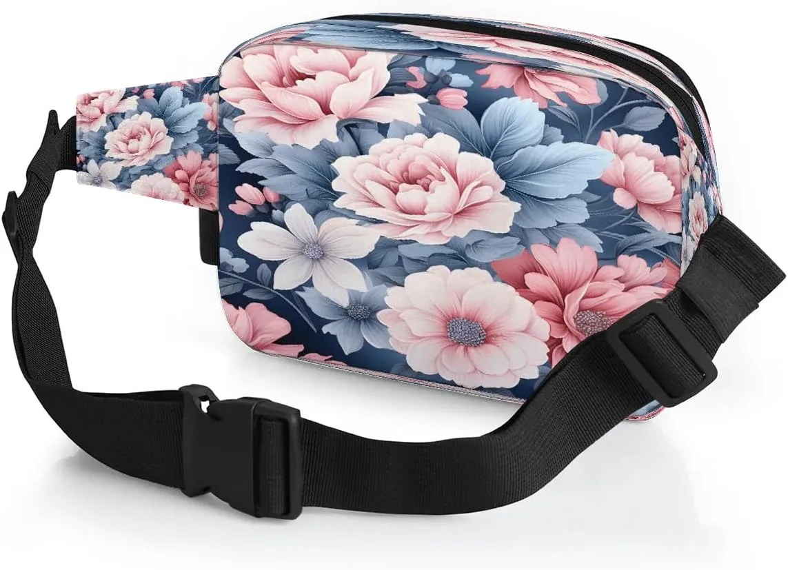 Exquisite Printing Vivid Flower Fanny Packs for Women Men Waterproof Waist Bag with Adjustable Strap Belt Bag for Travel Running Hiking