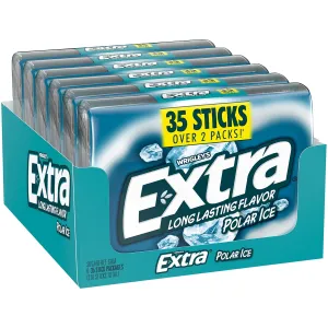 EXTRA Gum Polar Ice, Bulk Chewing Gum Sugar-Free, Mega Pack of 6 with 35 Sticks Each