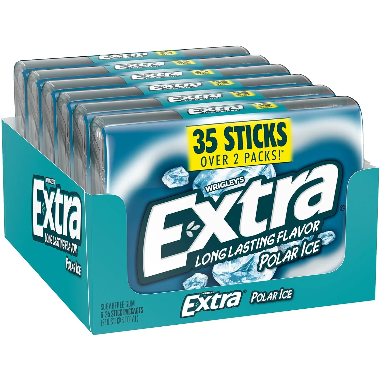EXTRA Gum Polar Ice, Bulk Chewing Gum Sugar-Free, Mega Pack of 6 with 35 Sticks Each