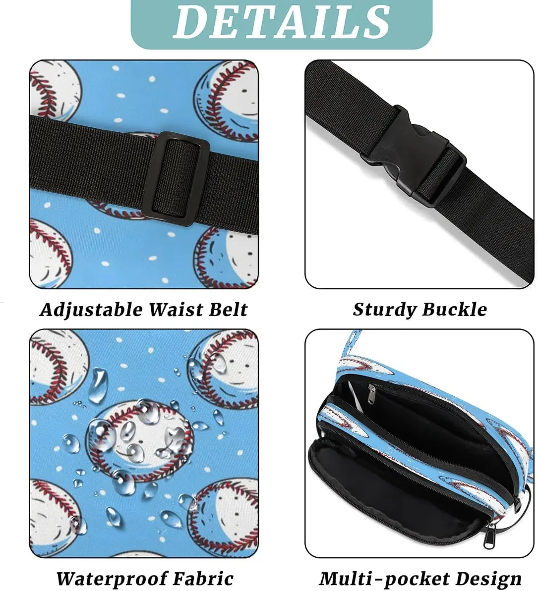 Fanny Pack Crossbody for Women Men Cartoon Baseball Fanny Pack Cross Body Bag for Shopping Traveling Running Hiking Cycling