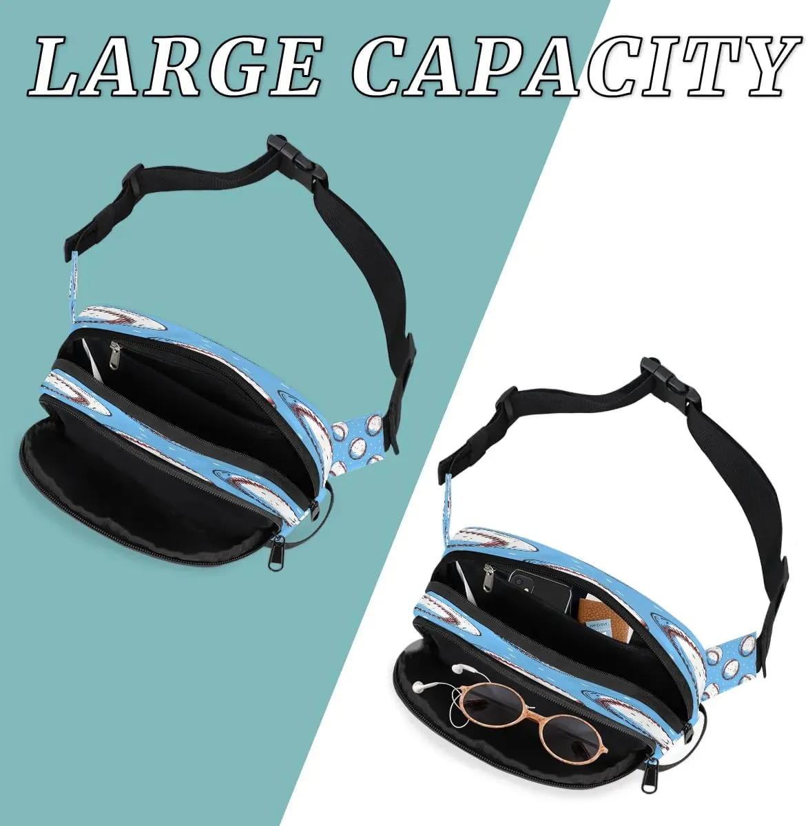Fanny Pack Crossbody for Women Men Cartoon Baseball Fanny Pack Cross Body Bag for Shopping Traveling Running Hiking Cycling