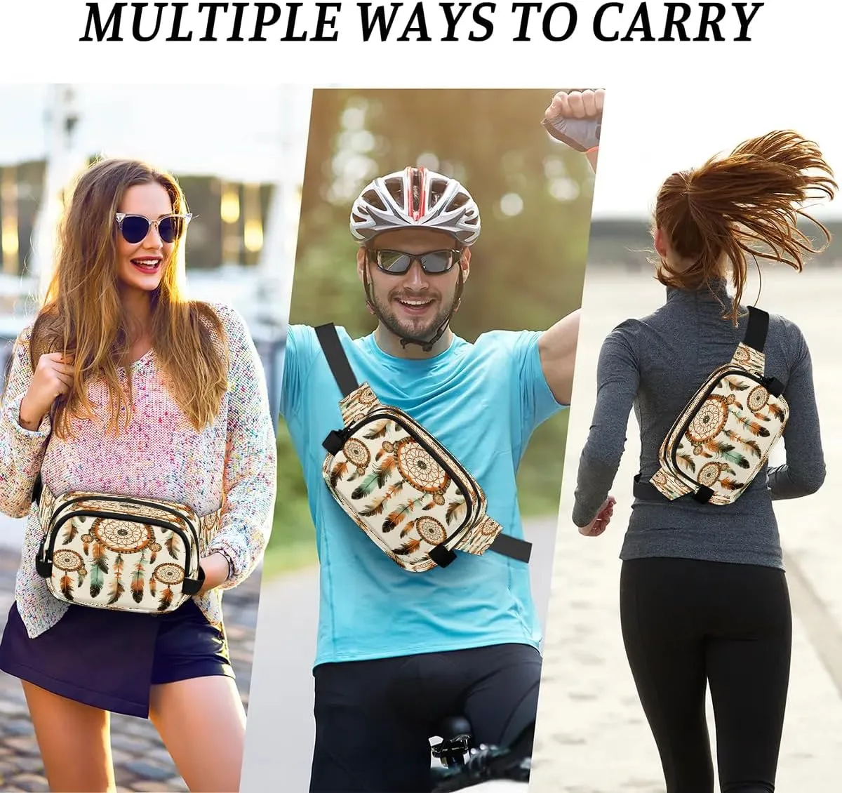 Fanny Pack Crossbody for Women Men Dream Catcher Ethnic Fanny Pack Cross Body Bag for Shopping Traveling Running Hiking Cycling