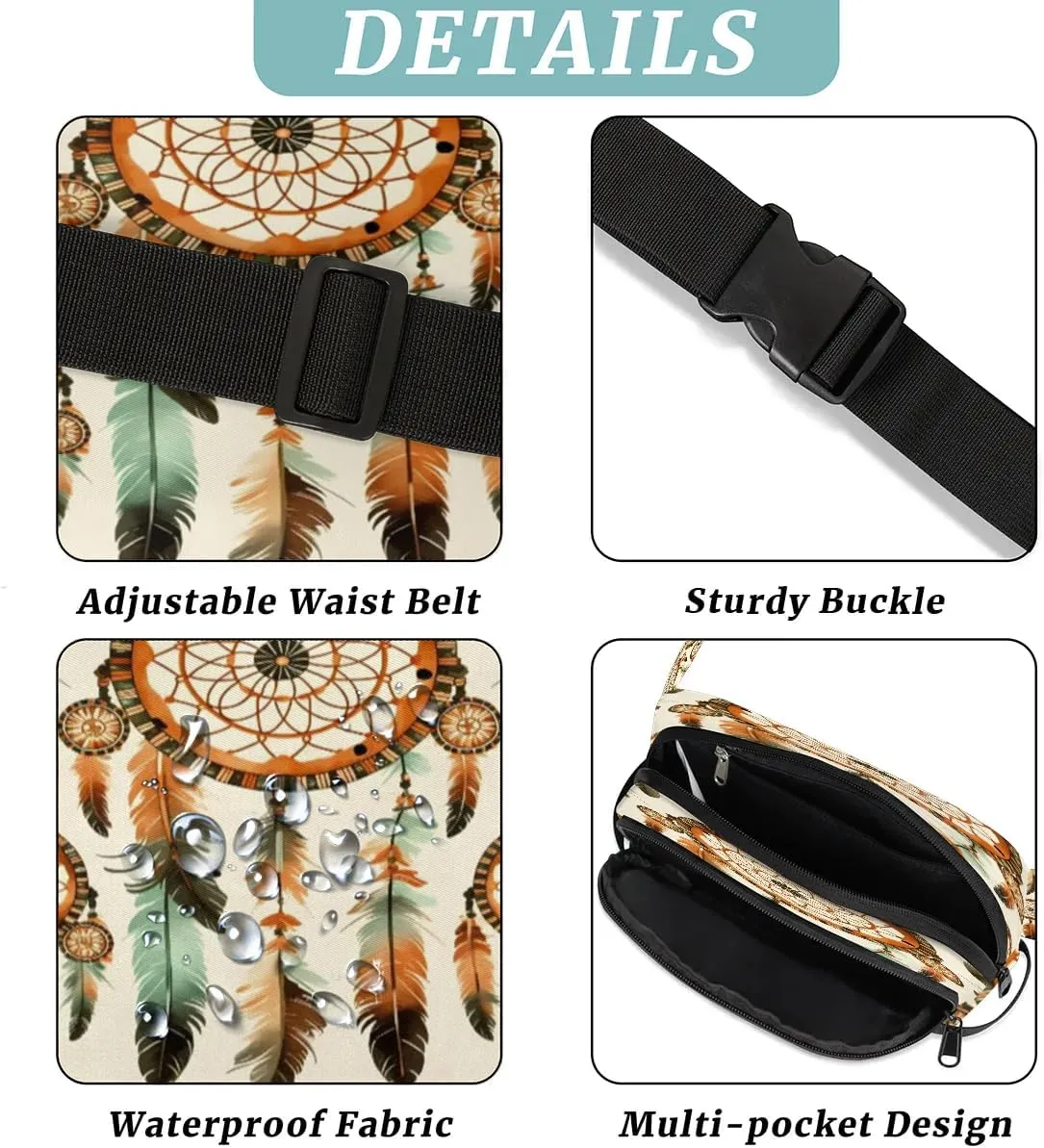 Fanny Pack Crossbody for Women Men Dream Catcher Ethnic Fanny Pack Cross Body Bag for Shopping Traveling Running Hiking Cycling