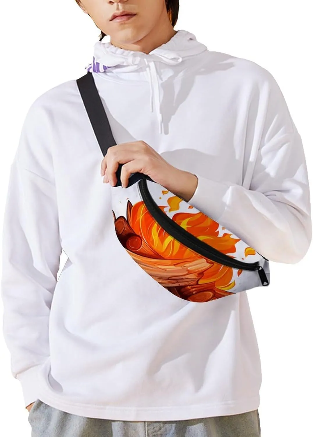 Fanny Pack for Women Men Cartoon Bonfire Waist Pack Adjustable Belt Bag for Workout Running Travelling Casual Waist Bag, 36*15cm, style-1-1