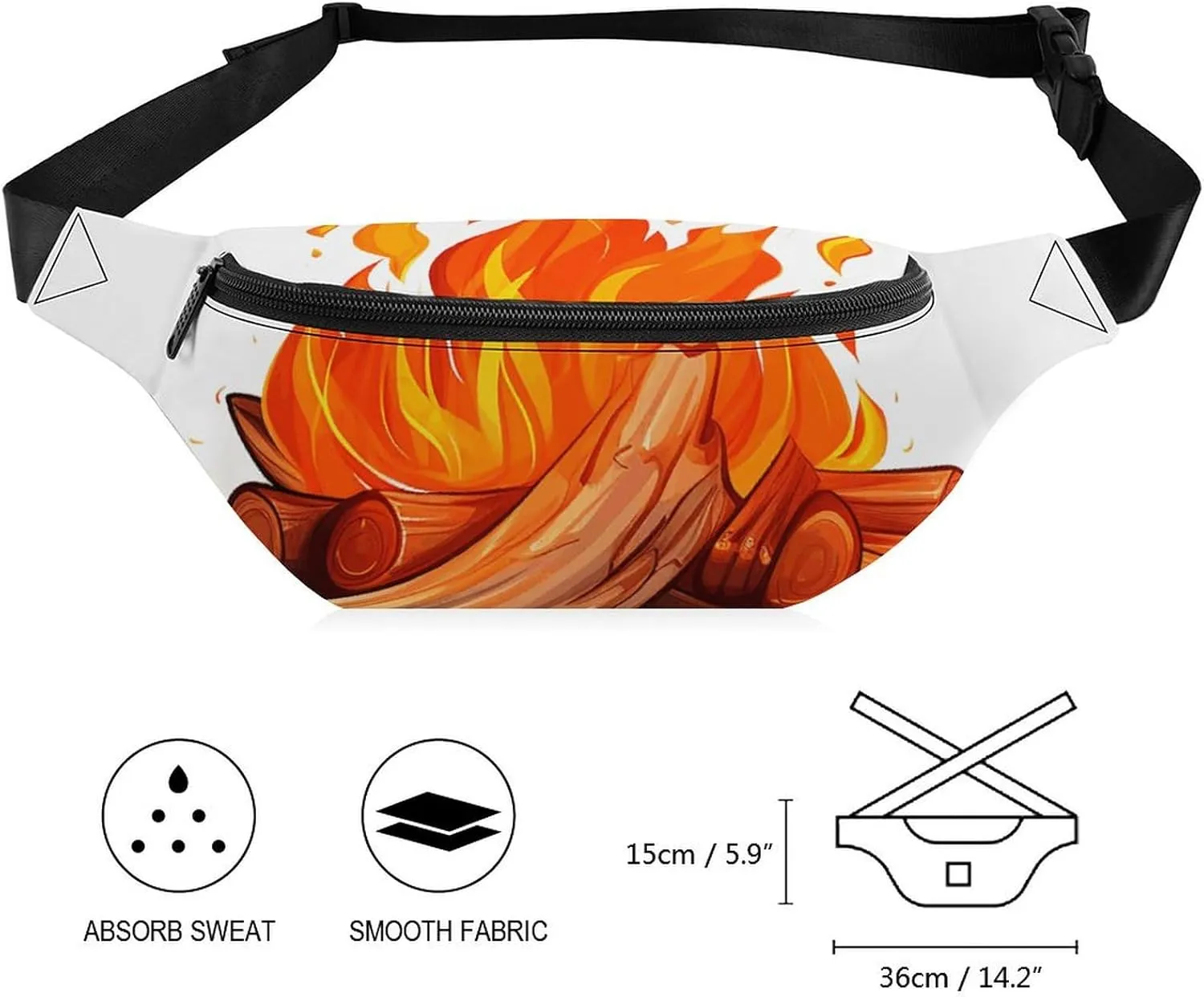 Fanny Pack for Women Men Cartoon Bonfire Waist Pack Adjustable Belt Bag for Workout Running Travelling Casual Waist Bag, 36*15cm, style-1-1