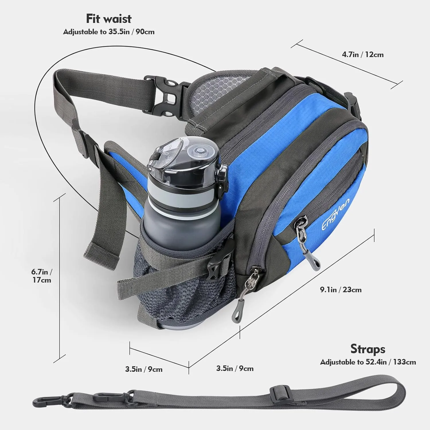 Fanny Pack Waist Bag for Women Men, running packs gear with Phone Water Bottle holder Adjustable belt, for Travel Workout Hiking, carrying iPhone money, multi colors… (blue)