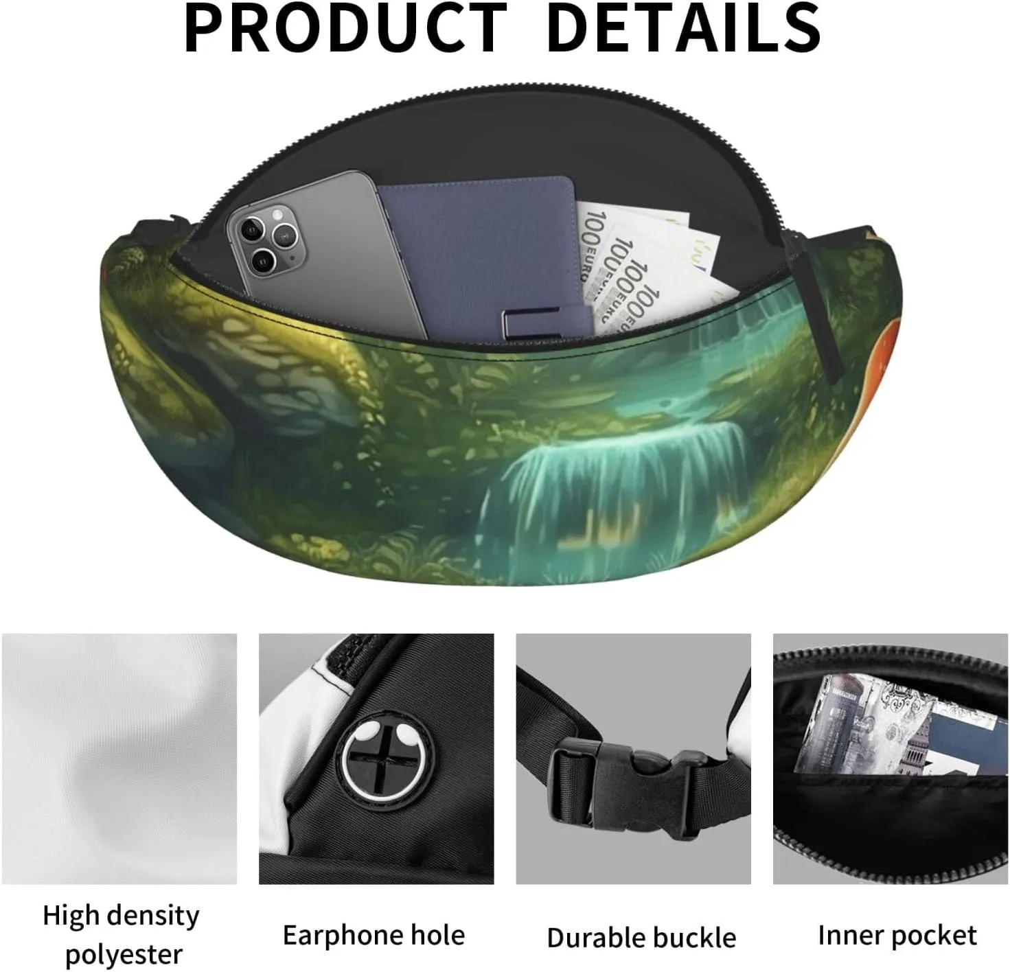 Fantasy River Mushroom in Jungle Trees Fanny Pack for Women Men Fashion Waist Pack Adjustable Belt Bag for Workout Running Travelling Casual Waist Bag