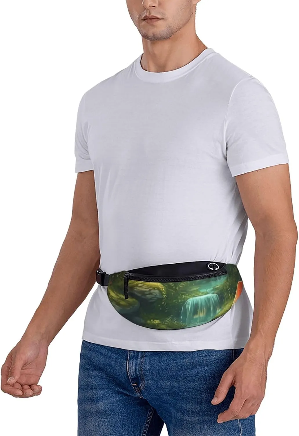 Fantasy River Mushroom in Jungle Trees Fanny Pack for Women Men Fashion Waist Pack Adjustable Belt Bag for Workout Running Travelling Casual Waist Bag