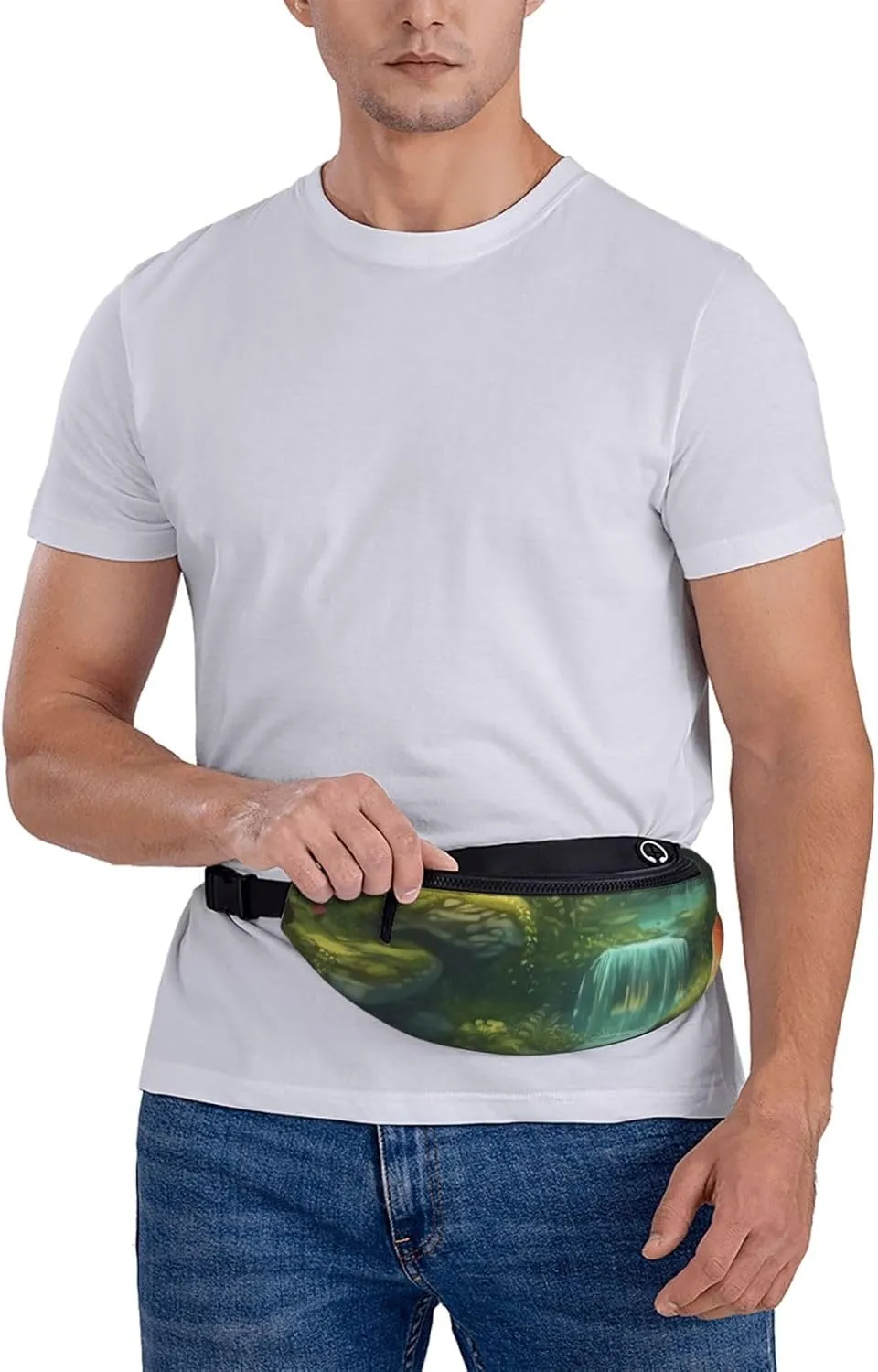 Fantasy River Mushroom in Jungle Trees Fanny Pack for Women Men Fashion Waist Pack Adjustable Belt Bag for Workout Running Travelling Casual Waist Bag