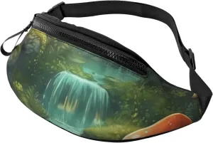Fantasy River Mushroom in Jungle Trees Fanny Pack for Women Men Fashion Waist Pack Adjustable Belt Bag for Workout Running Travelling Casual Waist Bag
