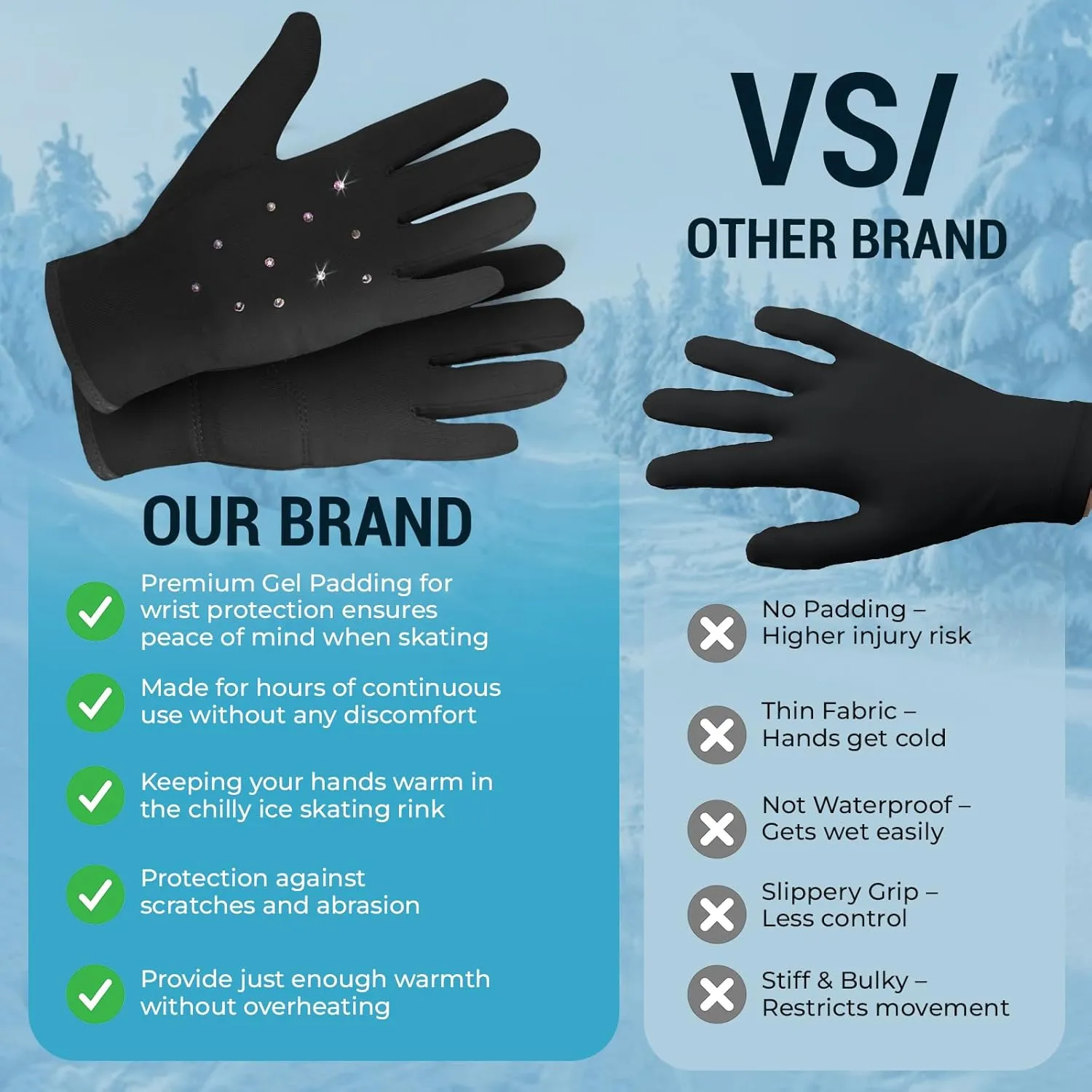Figure Skating Gloves for Girls | Gel Padded Ice Skate Gloves | Thermal, Padded Wrist Protection | Multiple Colors