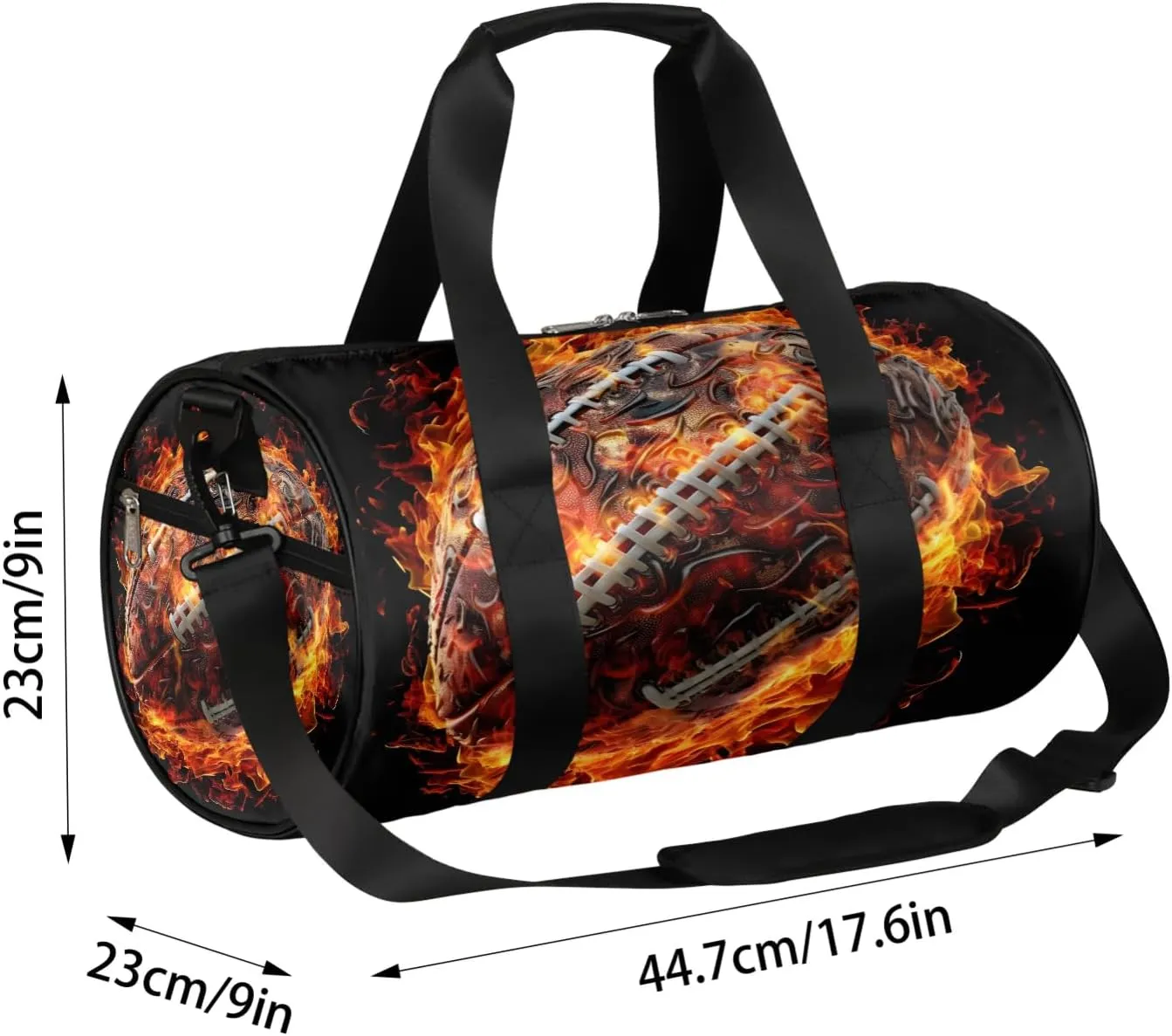 Fire Football Travel Duffle Bag Gym Bag for Women Men Lightweight Carry on Duffel Bag for Sports Gyms Weekend Getaway