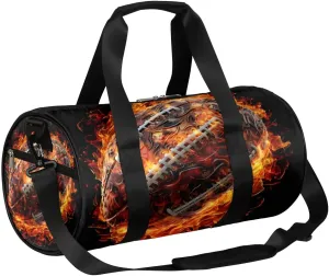 Fire Football Travel Duffle Bag Gym Bag for Women Men Lightweight Carry on Duffel Bag for Sports Gyms Weekend Getaway