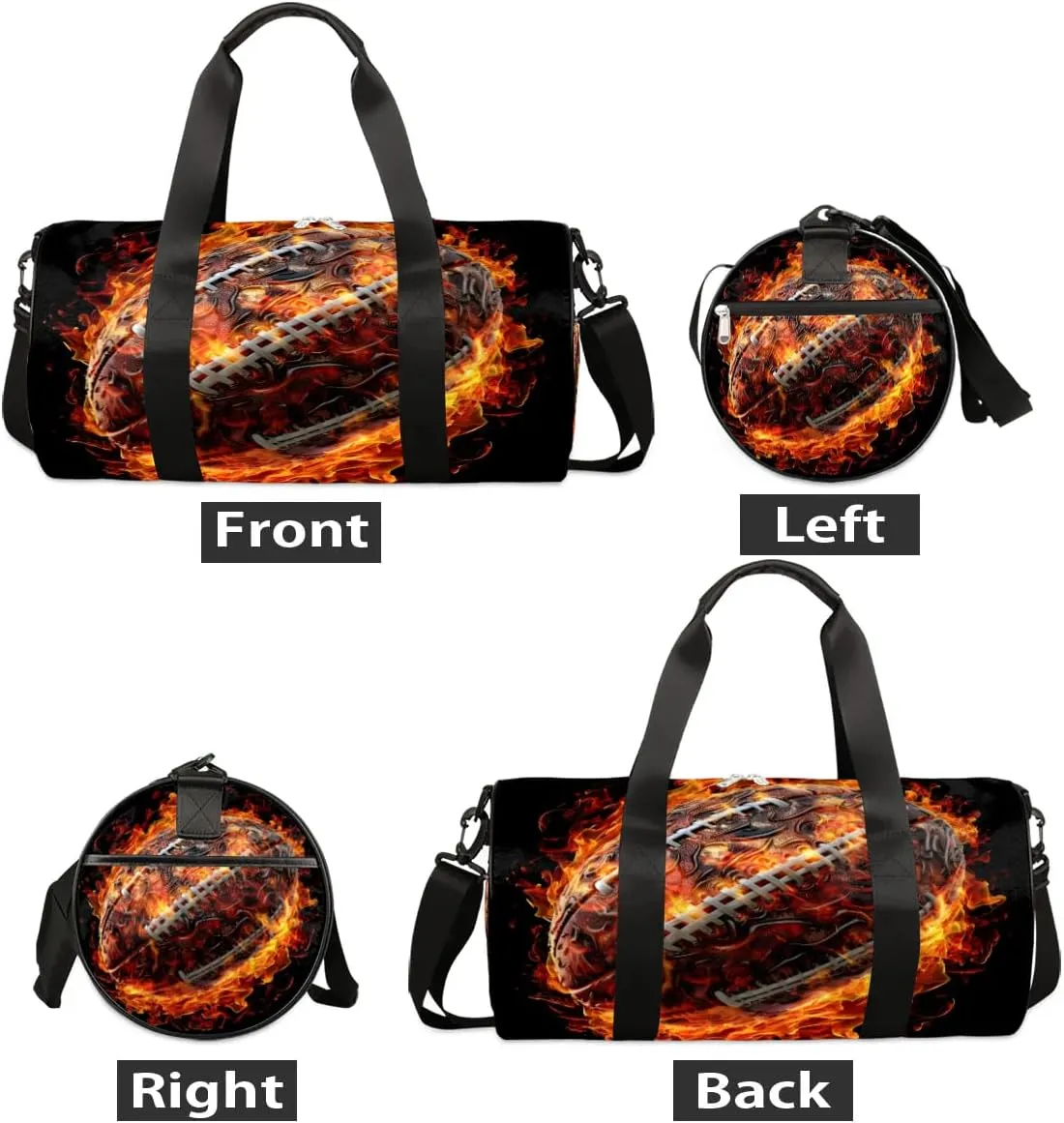 Fire Football Travel Duffle Bag Gym Bag for Women Men Lightweight Carry on Duffel Bag for Sports Gyms Weekend Getaway