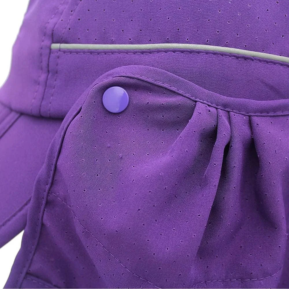 Fishing Hat Sun Cap UPF 50  Outdoor Hiking Hat with Removable Mesh Face Neck Flap Cover Windproof Strap (Color : Purple)