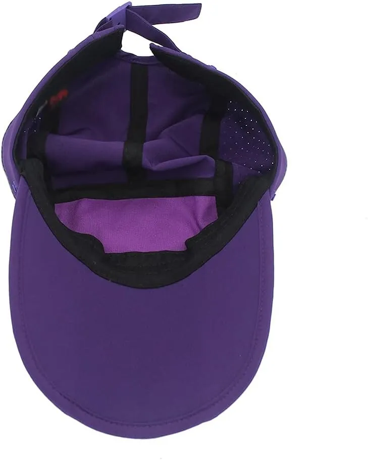 Fishing Hat Sun Cap UPF 50  Outdoor Hiking Hat with Removable Mesh Face Neck Flap Cover Windproof Strap (Color : Purple)