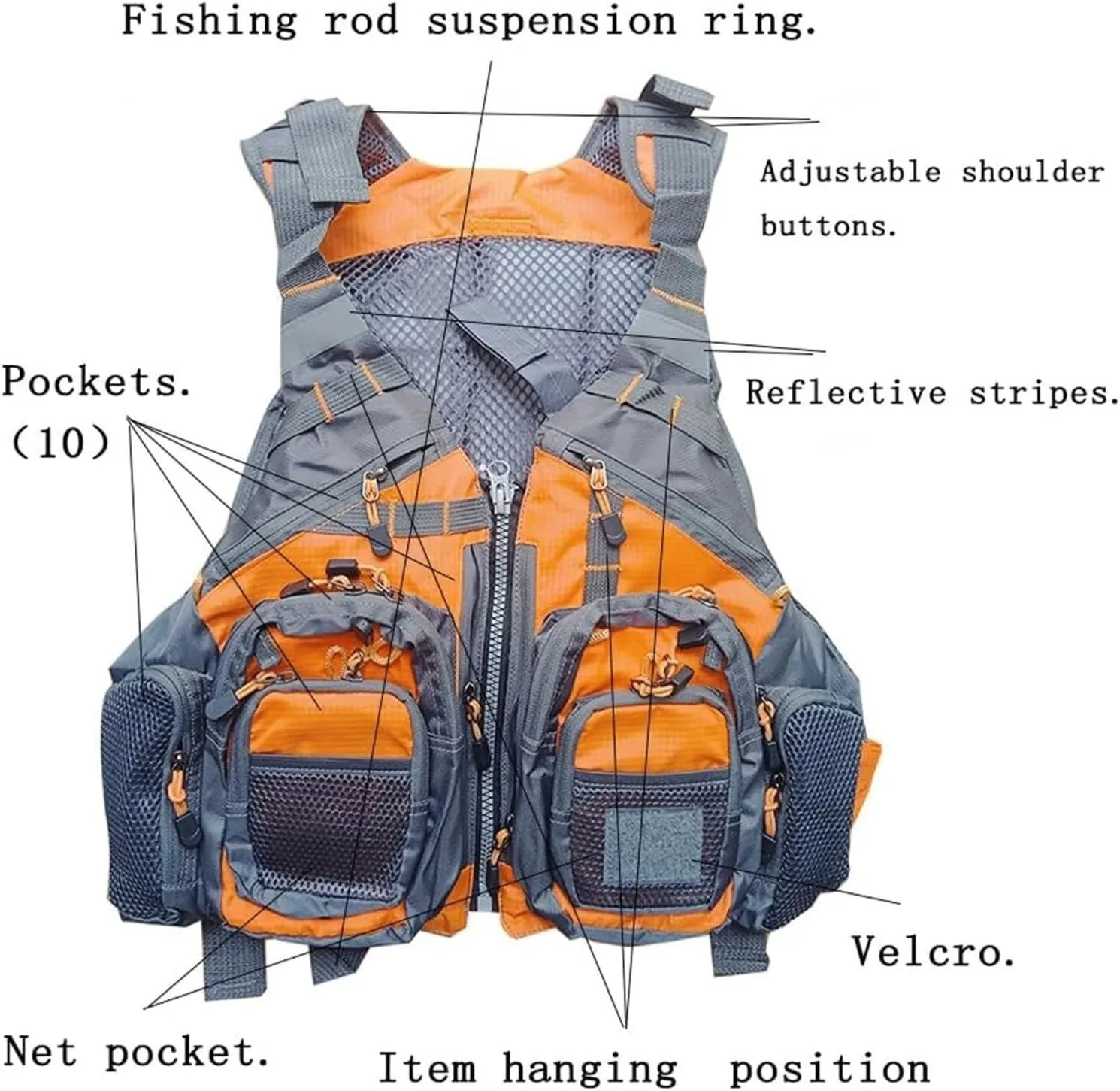Fishing Safety Life Jacket with Multi-Pockets and Zipped, Safety Vest for Your Swimming Travel
