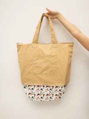 Floral Abstract Beige CarryAll Expandable Washable Tote Bag 2.0