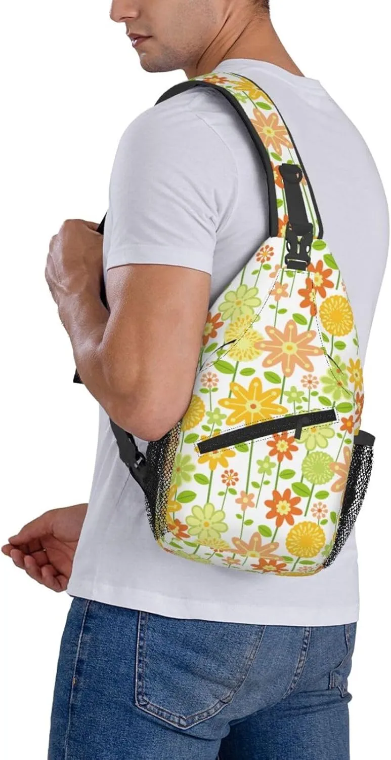 Flowers Chest Bags Crossbody Sling Bag Shoulder Bag Travel Hiking Daypack For Men Women