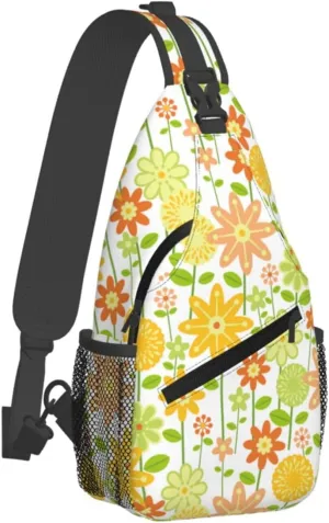 Flowers Chest Bags Crossbody Sling Bag Shoulder Bag Travel Hiking Daypack For Men Women