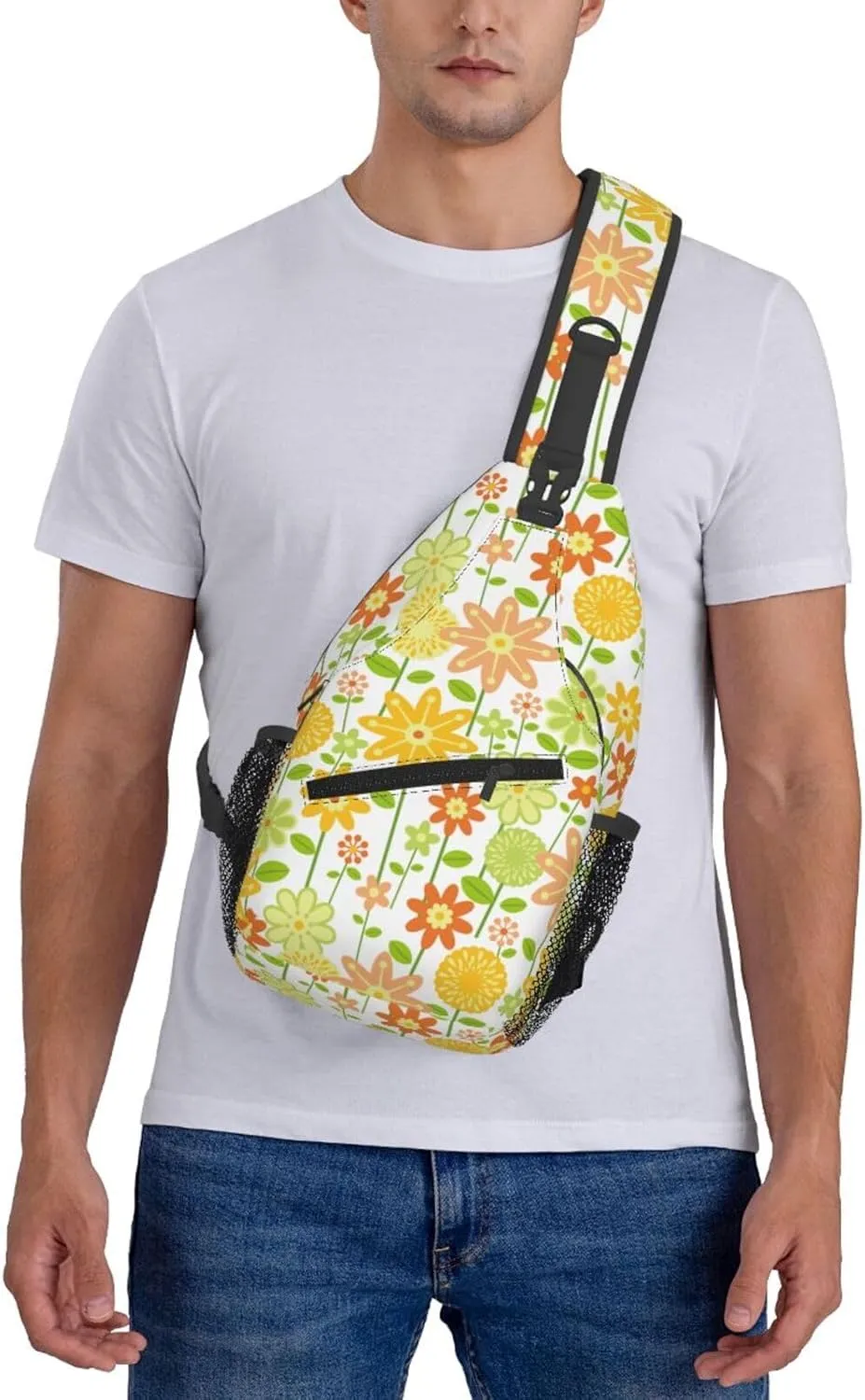 Flowers Chest Bags Crossbody Sling Bag Shoulder Bag Travel Hiking Daypack For Men Women