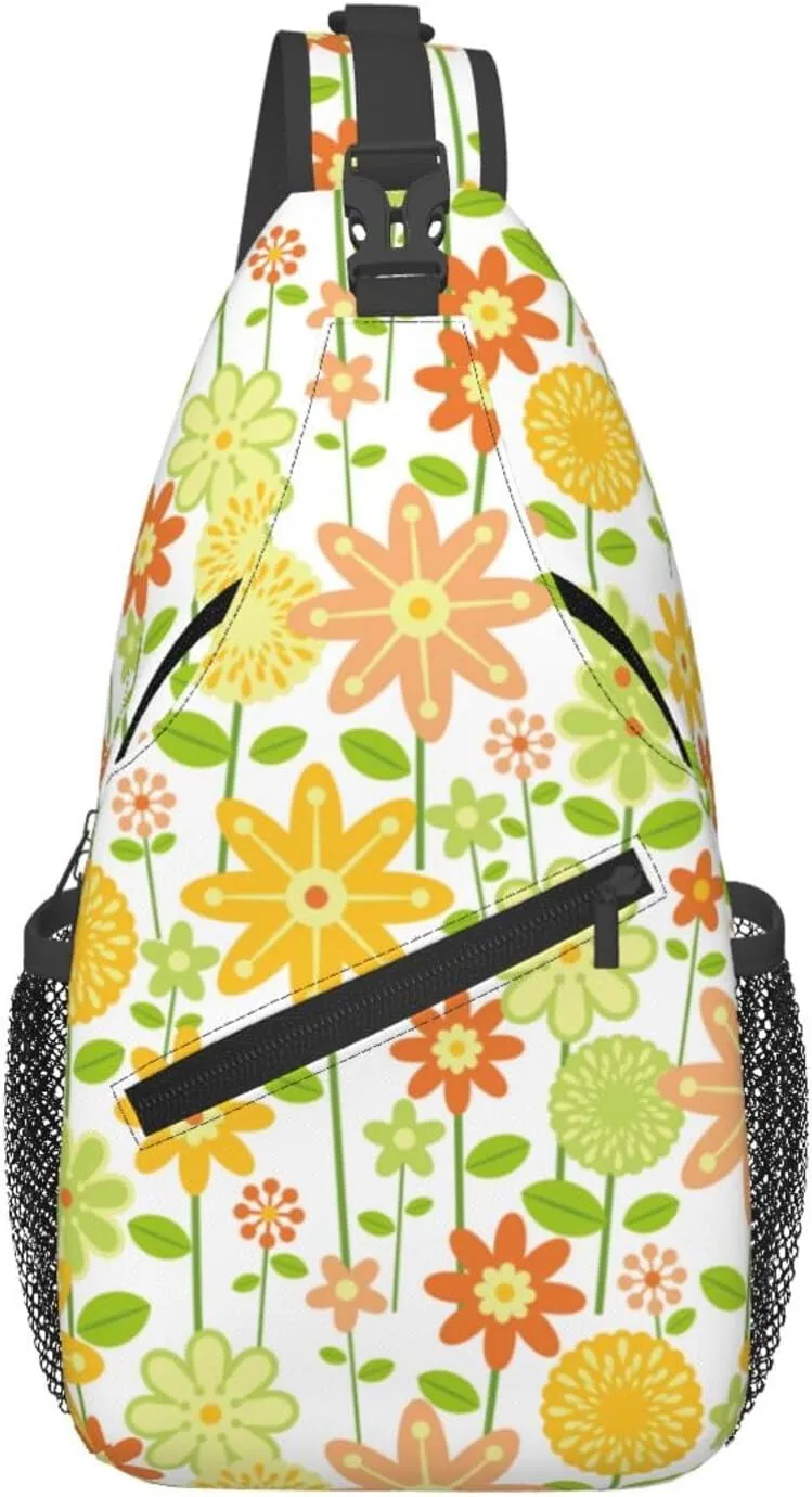 Flowers Chest Bags Crossbody Sling Bag Shoulder Bag Travel Hiking Daypack For Men Women