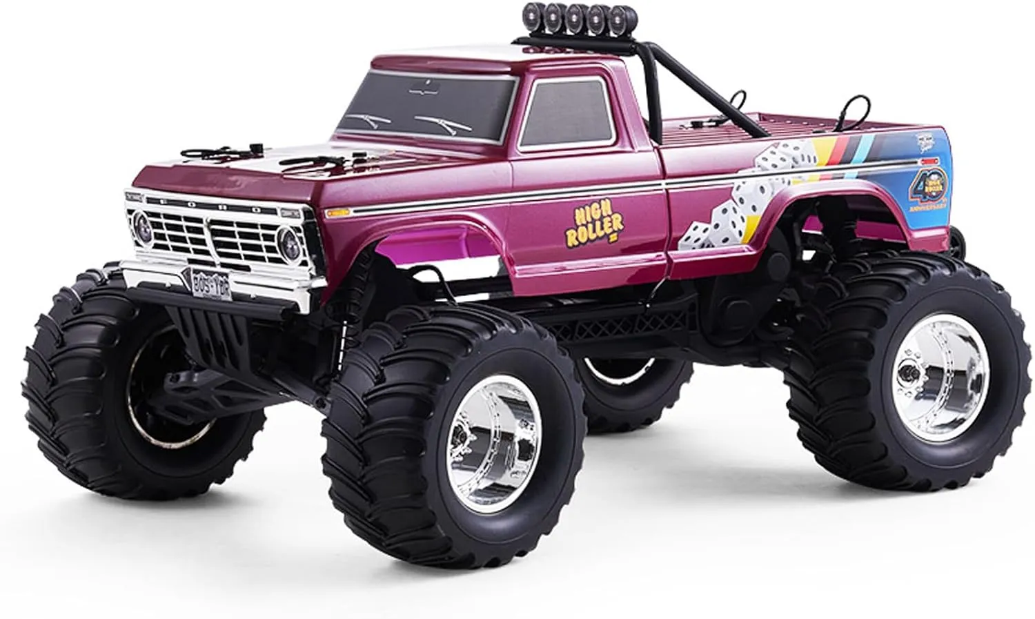 FMS 1/10 RC Truck Ford F100 – 2WD Monster Truck with Licensed Body, 550 Brushed Motor, Oil Shocks, Independent Suspension – All-Terrain RC Crawler, High Speed Off-Road RC Car for gift (HIGH ROLLER RS)