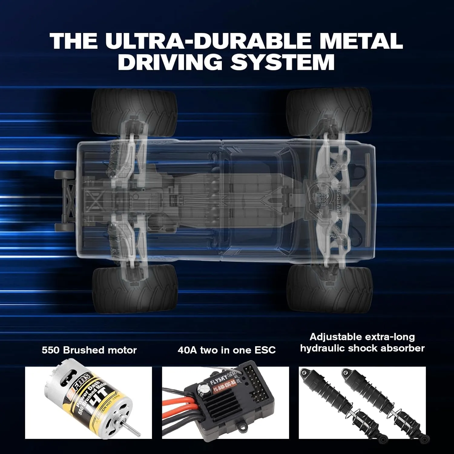 FMS 1/10 RC Truck Ford F100 – 2WD Monster Truck with Licensed Body, 550 Brushed Motor, Oil Shocks, Independent Suspension – All-Terrain RC Crawler, High Speed Off-Road RC Car for gift (HIGH ROLLER RS)