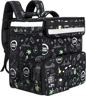 Food Delivery Backpack Extra Large Pizza Delivery Bags For Delivery Bike Expandable Insulated Food Delivery Backpack Uber Eats Grubhub Doordash Delivery Bike with Reflective Strip