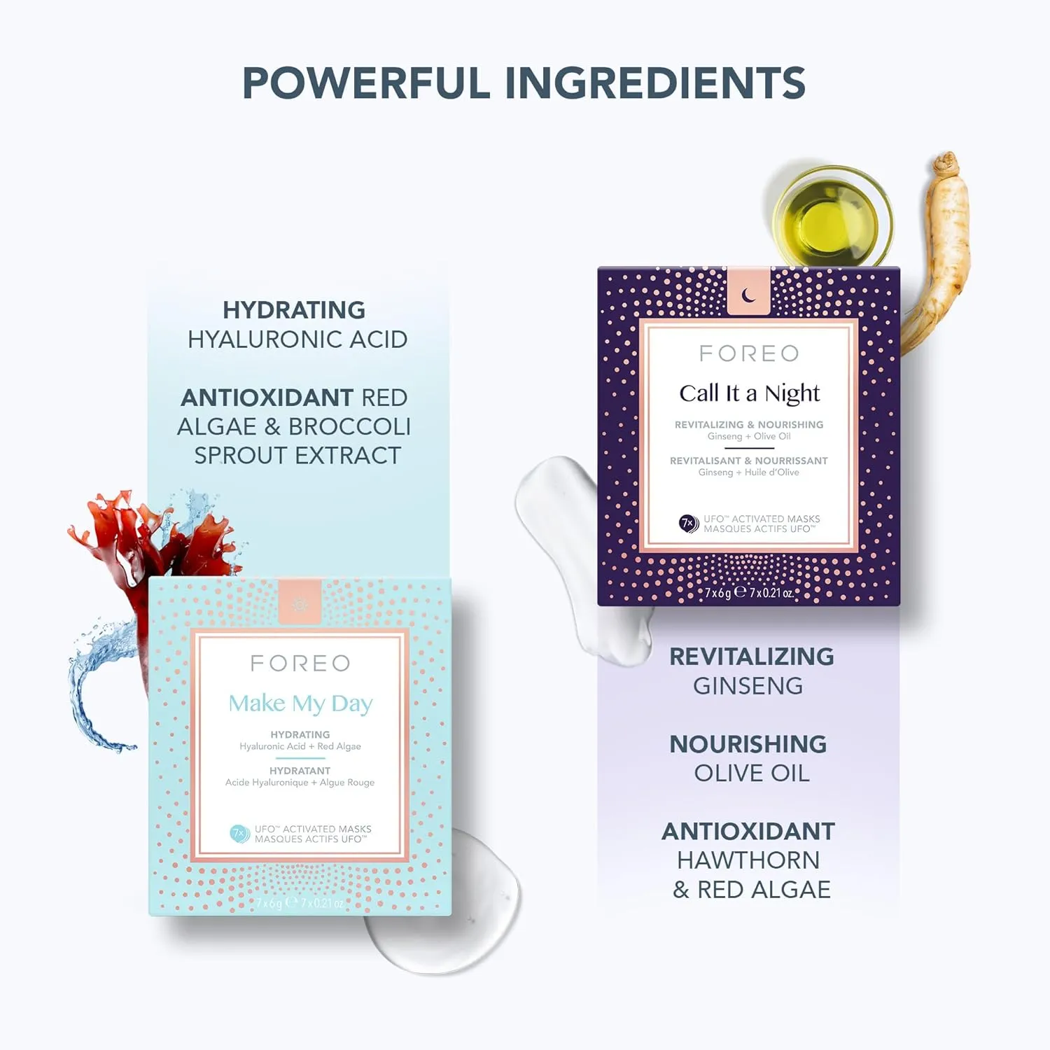 FOREO Hydrate & Brighten UFO 3 LED Set - Face Mask Skincare Device   14 UFO Activated Masks   IRIS C-Concentrated Brightening Eye Cream, 0.5 Oz - Face Moisturiser