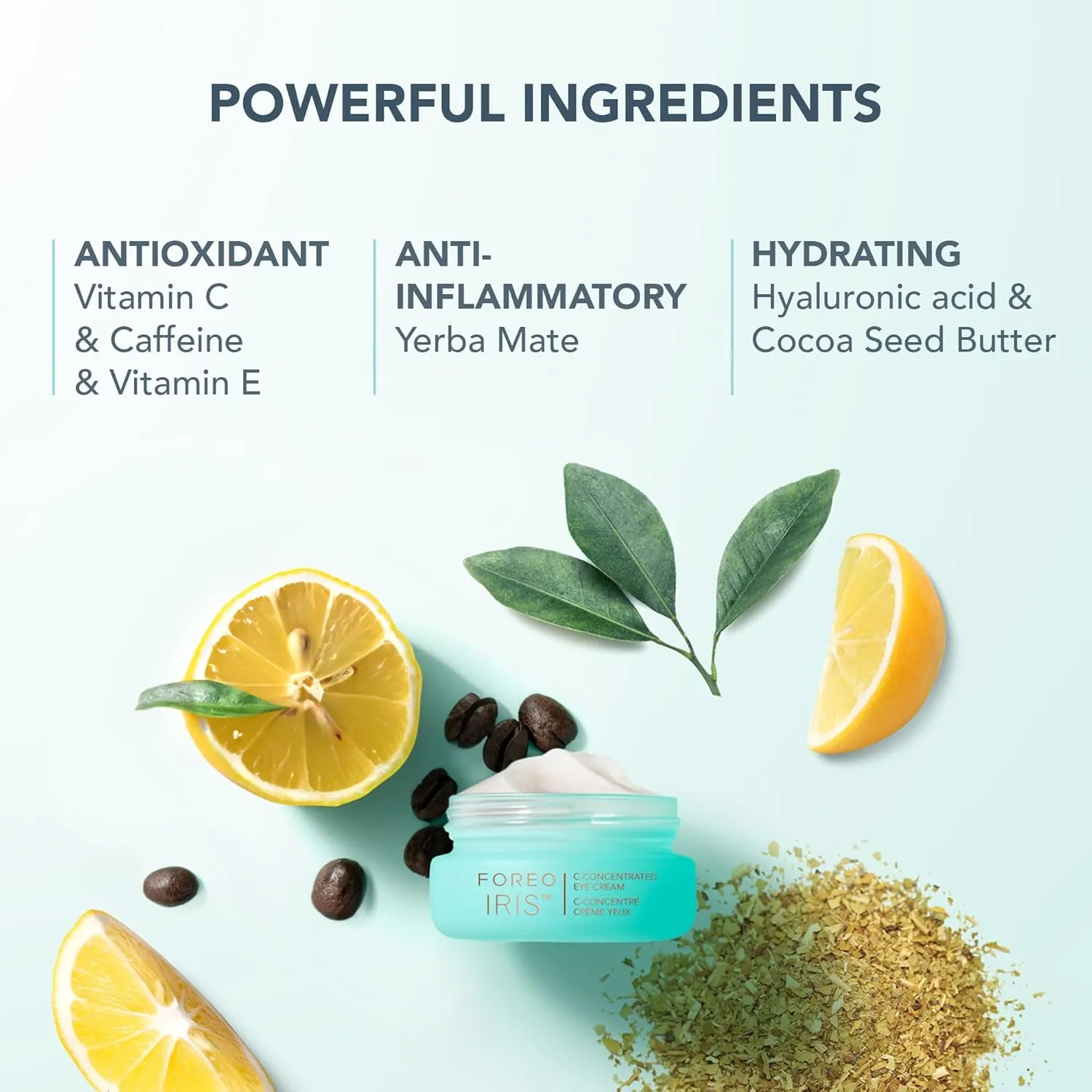 FOREO Hydrate & Brighten UFO 3 LED Set - Face Mask Skincare Device   14 UFO Activated Masks   IRIS C-Concentrated Brightening Eye Cream, 0.5 Oz - Face Moisturiser