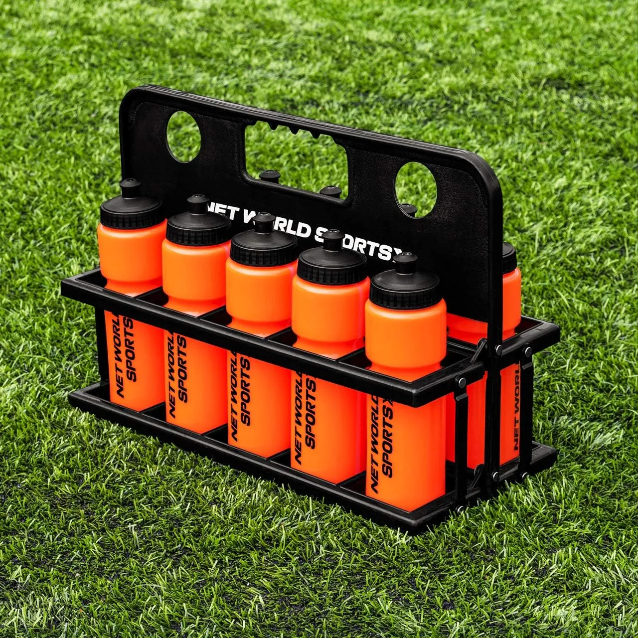 FORZA Team Sports Water Bottles | 25oz Capacity with Portable Carry Bag or Foldable Carrier - BPA-Free Plastic for Hydration on the Go (Foldable Carrier, Orange)
