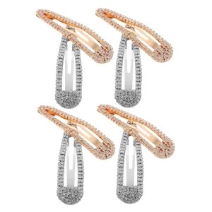 FRCOLOR Elegant Rhinestone Hair Clips Sparkle Metal Snap Water Drop Barrettes for Girls Women Glittering Hair Accessories Set