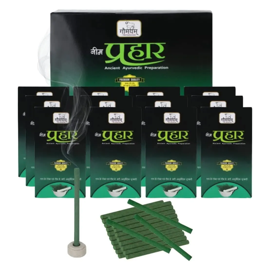 Gaumayam Prahaar Neem Agarbatti (120 Mosquito Repellent Sticks, Pack of 12)