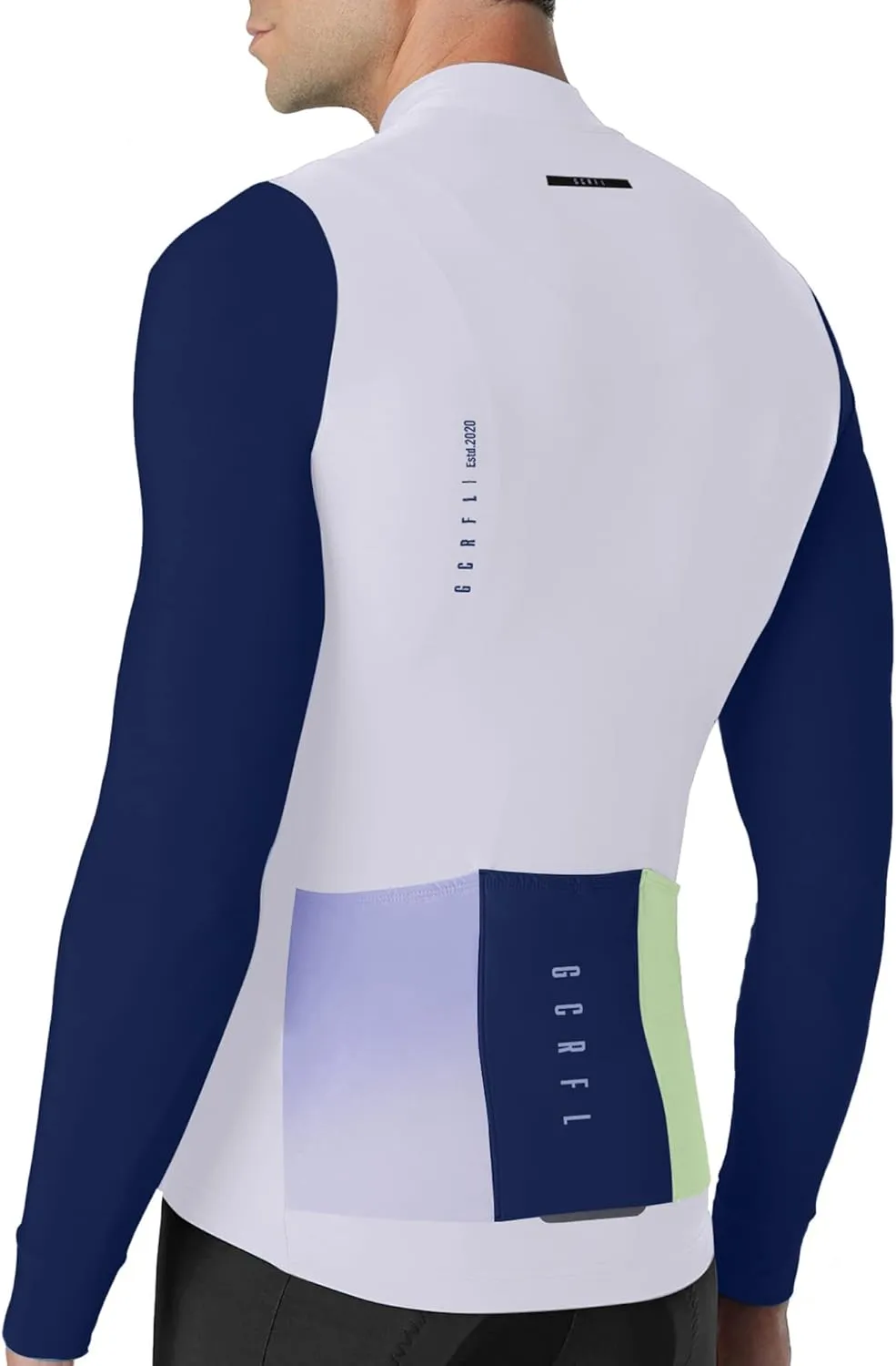 GCRFL Men's Cycling Jersey Long Sleeves Road Bike Jersey Shirt Cycling Tops, Zipper Pocket Lightweight PRO Race Fit UPF 50 