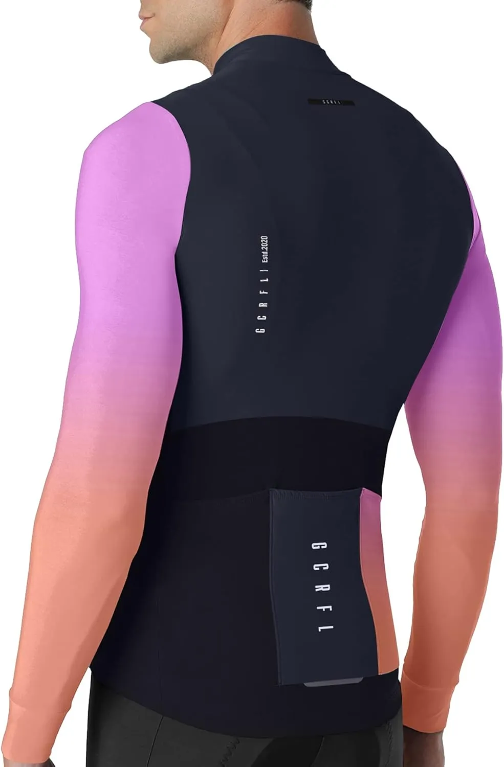 GCRFL Men's Cycling Jersey Long Sleeves Road Bike Jersey Shirt Cycling Tops, Zipper Pocket Lightweight PRO Race Fit UPF 50 