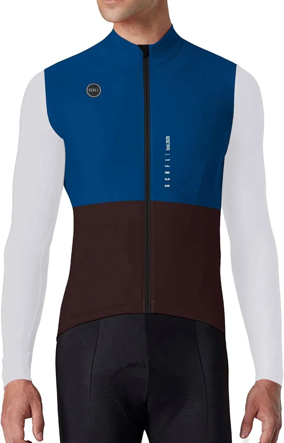 GCRFL Men's Cycling Jersey Long Sleeves Road Bike Jersey Shirt Cycling Tops, Zipper Pocket Lightweight PRO Race Fit UPF 50 