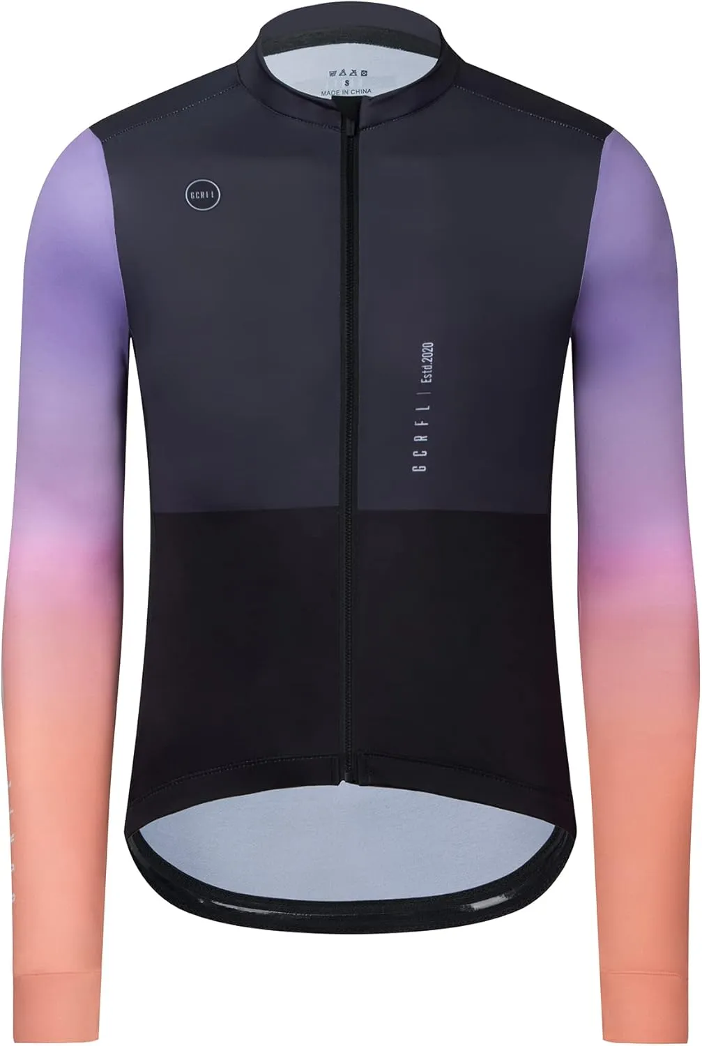 GCRFL Men's Cycling Jersey Long Sleeves Road Bike Jersey Shirt Cycling Tops, Zipper Pocket Lightweight PRO Race Fit UPF 50 