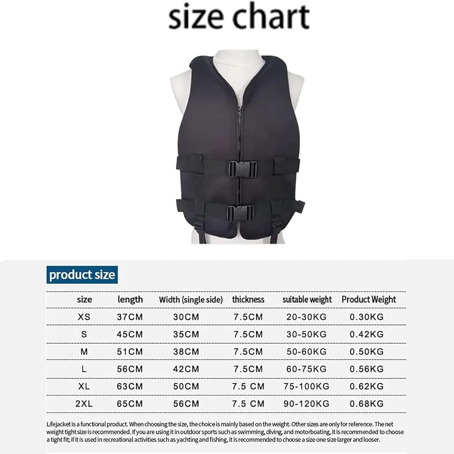 Generic Adult Kayak Vest, Adjustable Swim Jacket with Adjustable Safety Buckle for Swimming Rafting River Tracing Motorboat(Blue,X-Large)