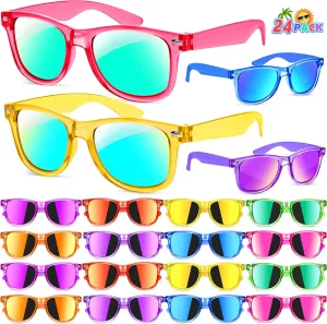 GIFTINBOX Kids Sunglasses Bulk Party Favors , 24Pack Translucent Kids Sunglasses For Boys Girls Age 3-8, Great Gifts for kids, Birthday Party ,Beach, Pool Party Favor