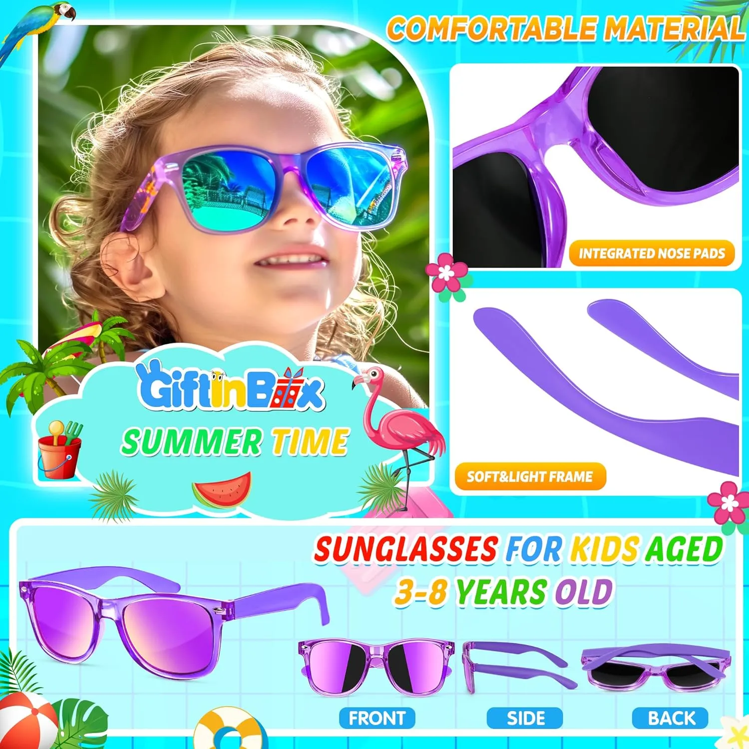 GIFTINBOX Kids Sunglasses Bulk Party Favors , 24Pack Translucent Kids Sunglasses For Boys Girls Age 3-8, Great Gifts for kids, Birthday Party ,Beach, Pool Party Favor