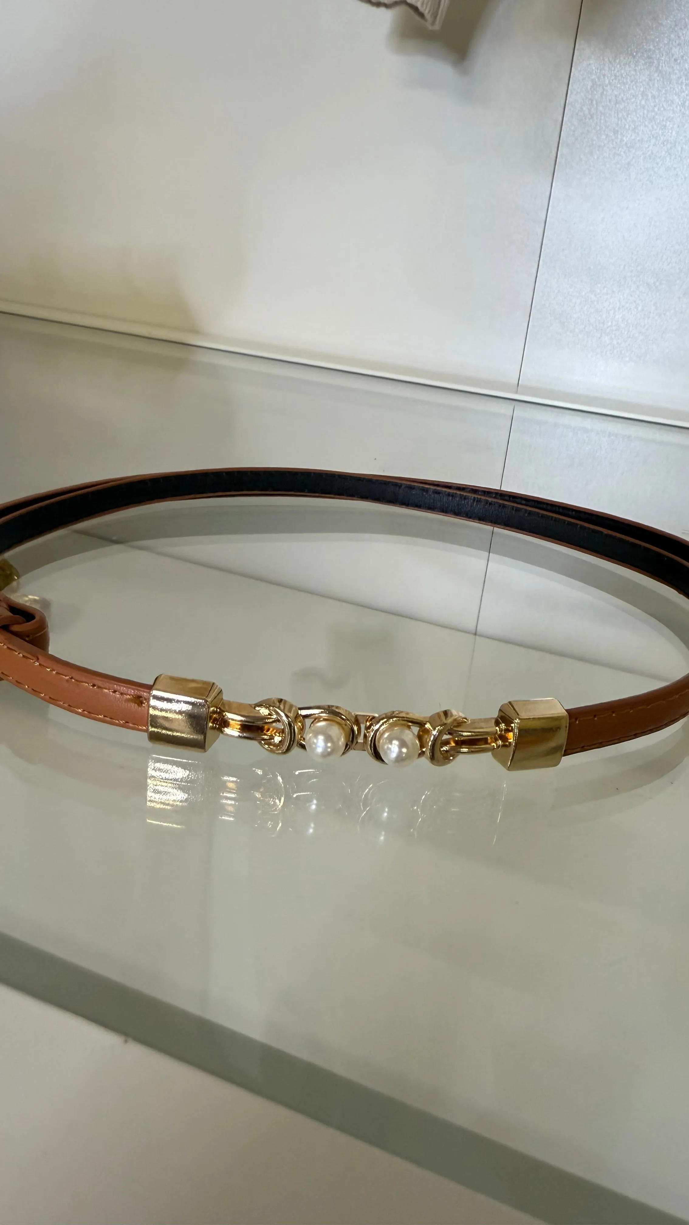 Gigi Camel With Gold & Pearl Detail Belt