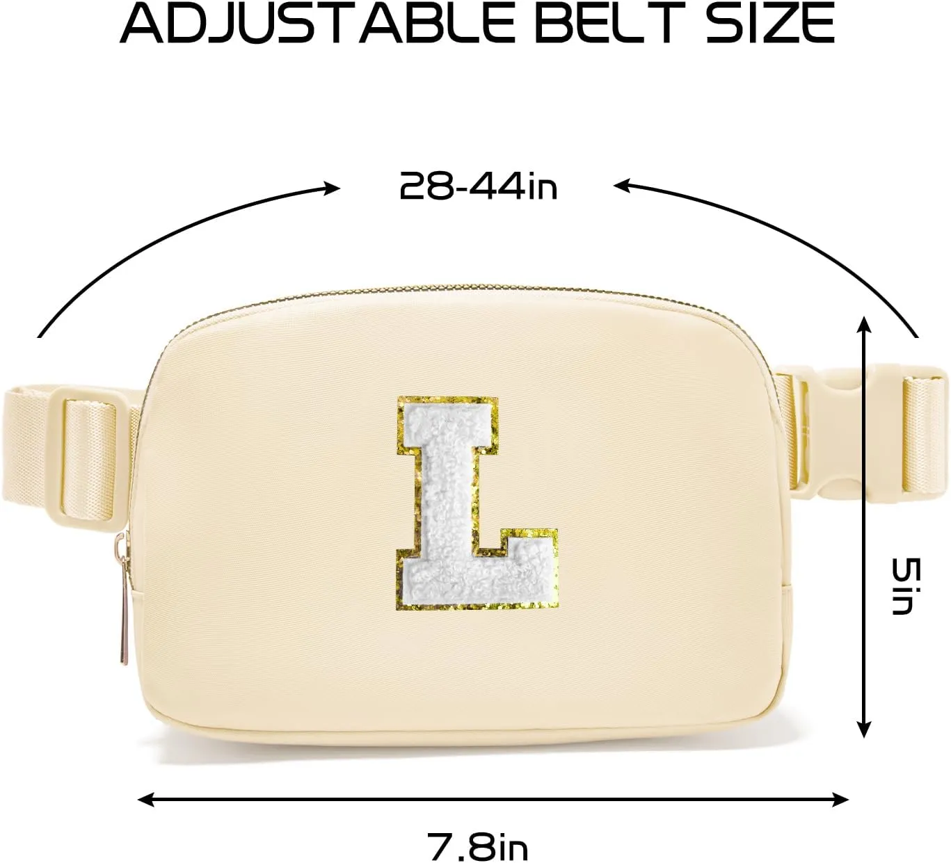 Gitus Birthday Gifts for 8 9 10 11 12 13 Year Old Girls Personalized Fanny Pack Crossbody Bags with Initial Letter Patch Belt Bag for Teen Girls Cute Trendy Stuff Travel Essentials (Beige-L)