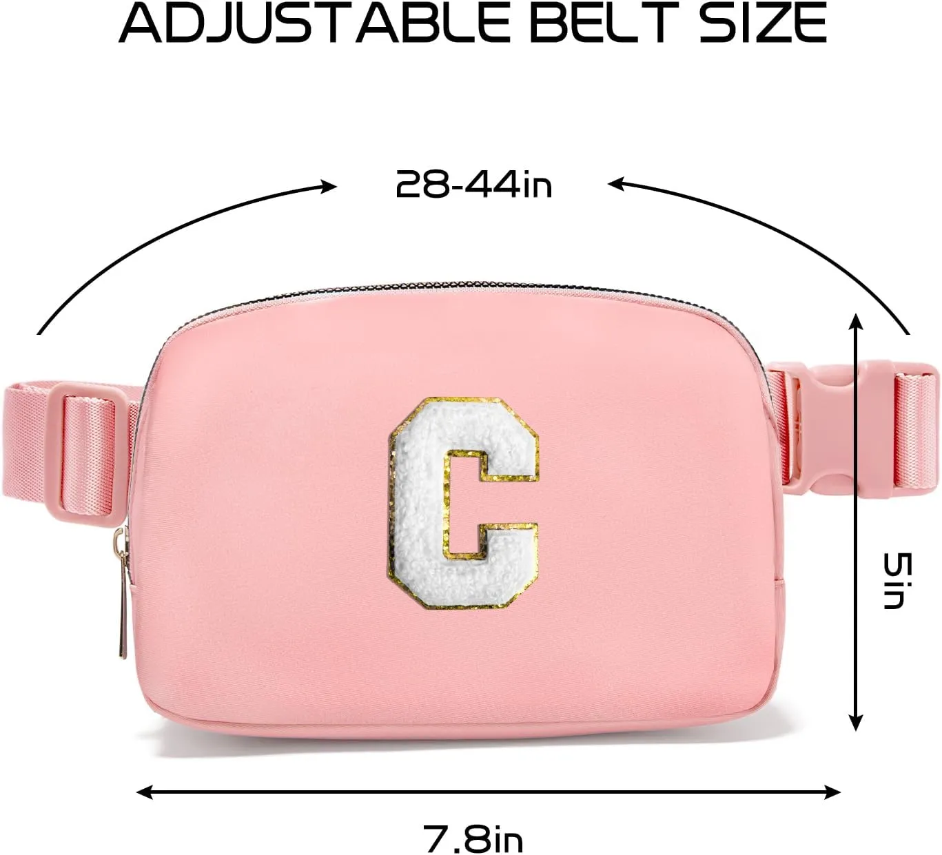 Gitus Birthday Gifts for 8 9 10 11 12 13 Year Old Girls Personalized Fanny Pack Crossbody Bags with Initial Letter Patch Belt Bag for Teen Girls Cute Trendy Stuff Travel Essentials (LightPink-C)